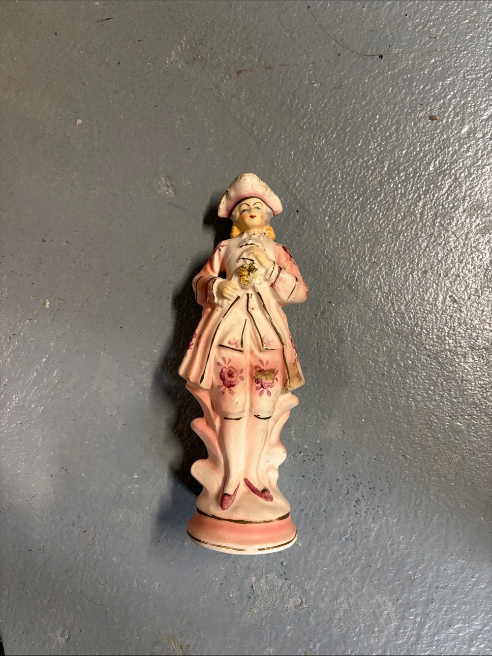 Vintage Pink Porcelain Figurine - Hand Painted Gentleman